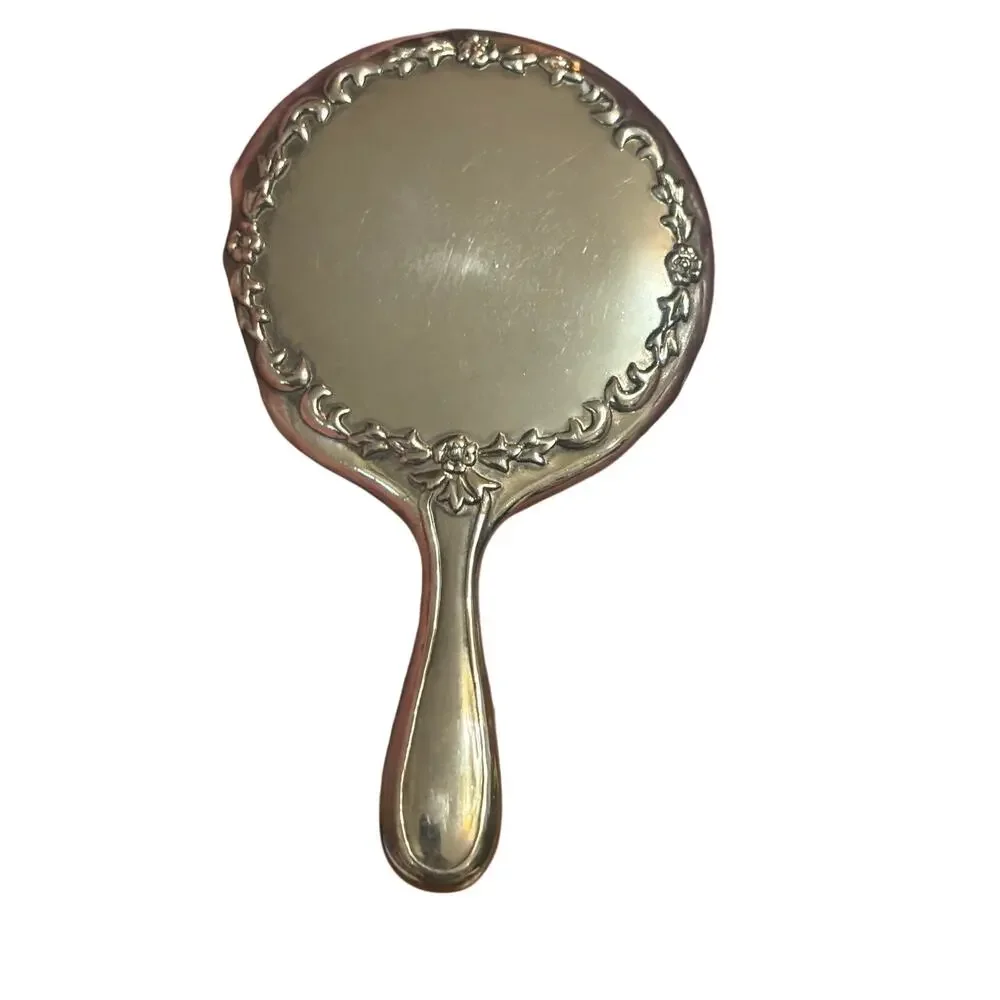 Sterling Antique Handheld Beveled Floral Design